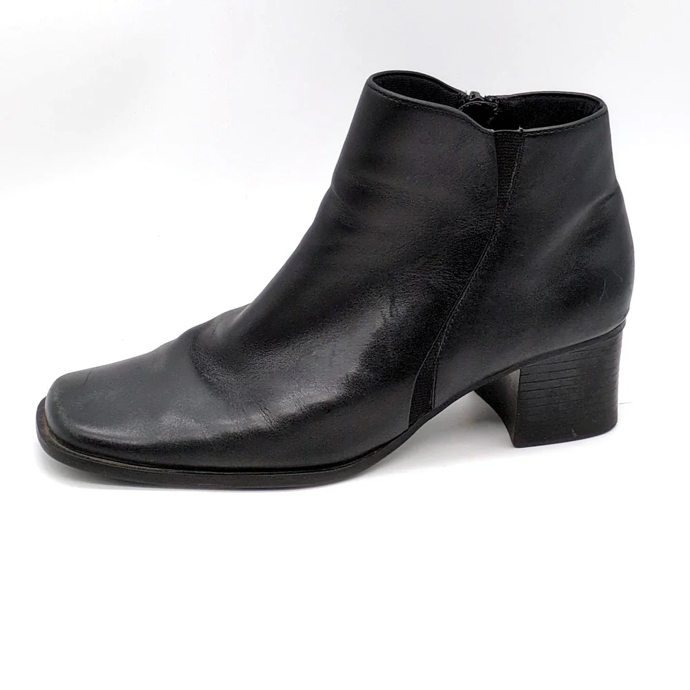 White Mountain‎ Shoes Womens Marianna Black 8.5 Leather Ankle Boots Side Zip
